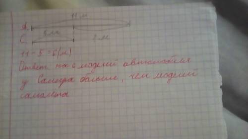 Самир собрал 11 модели автомобилей и 5 модели самолетов насколько модели автомобиля в больше у самир