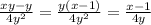 \frac{xy-y}{4y^2} = \frac{y(x-1)}{4y^2}= \frac{x-1}{4y}