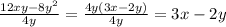 \frac{12xy-8y^2}{4y}=\frac{4y(3x-2y)}{4y}=3x-2y