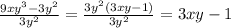 \frac{9xy^3-3y^2}{3y^2}= \frac{3y^2(3xy-1)}{3y^2}=3xy-1