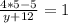 \frac{4*5-5}{y+12} =1