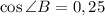 \cos \angle B=0,25