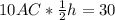 10AC* \frac{1}{2}h=30