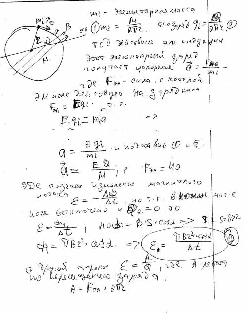 Дано кольцо с массой м, зарядом q> 0 из диэлектрика, находящиеся в однородном магнитном поле с ин