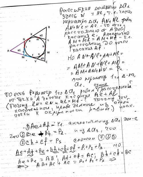 Втреугольник δ вписана окружность ω. касательные к ω, параллельные сторонам треугольника, отсекают о