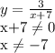 y= \frac{3}{x+7} &#10;&#10;x+7 \neq 0&#10;&#10;x \neq -7