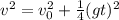 v^2=v_0^2+\frac14 (gt)^2