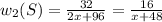 w_2(S)= \frac{32}{2x+96}= \frac{16}{x+48}