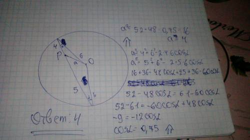 Через точку р,лежащую внутри окружности,проведена хорда,которая делится точкой р на отрезки,длины ко