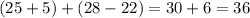 (25+5)+(28-22)=30+6=36