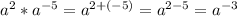 a^2*a^{-5}=a^{2+(-5)}=a^{2-5}=a^{-3}