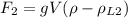 F_2 = g V (\rho - \rho_{L2})