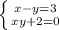 \left \{ {{x-y=3} \atop {xy+2=0}} \right.