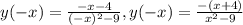 y(-x)= \frac{-x-4}{( -x )^{2}-9 } , y(-x)= \frac{-(x+4)}{ x^{2} -9}