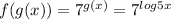 f(g(x))=7^{g(x)}=7^{log5x}