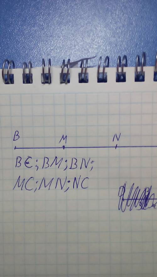 Чертежи отрезок bc и отметьте на нем точки м и n так чтобы точка м лежала между точками b и n запиши