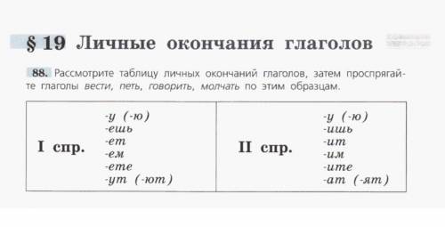 Правила правописания личных окончаний глаголов 1 и 2 спражения