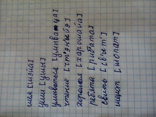 Транскрипция слов шея уши заранее умываться чтение хорошая свить шёпот