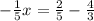 - \frac{1}{5}x = \frac{2}{5} - \frac{4}{3}