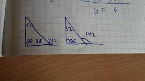 Острый угол прямоугольного триугольника = 52 градуса найти внешний угол при вершине другого острого