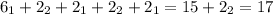 6_{1}+2_{2}+2_{1}+2_{2}+2_{1}=15+2_{2}=17