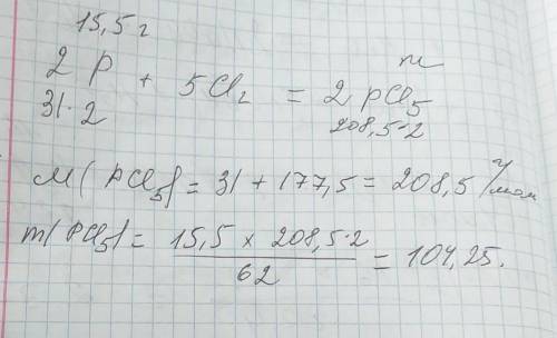Какое количество вещества хлорида фосфора(5) образуется при нагревании 15,5 г белого фосфора в избыт