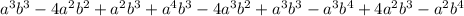 a^{3}b^{3}-4a^{2}b^{2}+a^{2}b^{3}+a^{4}b^{3}-4a^{3}b^{2}+a^{3}b^{3}-a^{3}b^{4}+4a^{2}b^{3}-a^{2}b^{4}