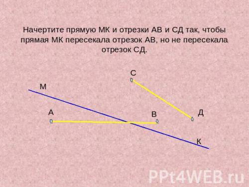 Начертите луч сд , прямую ав и отрезки мк и ортак, чтобы отрезок мк лежала на прямой ав, отрезок ор