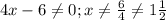 4x-6 \neq 0; x \neq \frac{6}{4} \neq 1 \frac{1}{2} &#10;&#10;