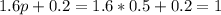 1.6p+0.2= 1.6* 0.5+0.2=1