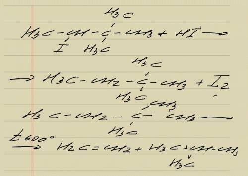 1. 2-йод-3,3-диметилбутан обработайте йодоводородом . полученное соединение подвергните крекингу