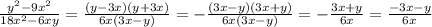 \frac{y^2-9x^2}{18x^2-6xy} = \frac{(y-3x)(y+3x)}{6x(3x-y)}=- \frac{(3x-y)(3x+y)}{6x(3x-y)}=- \frac{3x+y}{6x}= \frac{-3x-y}{6x}