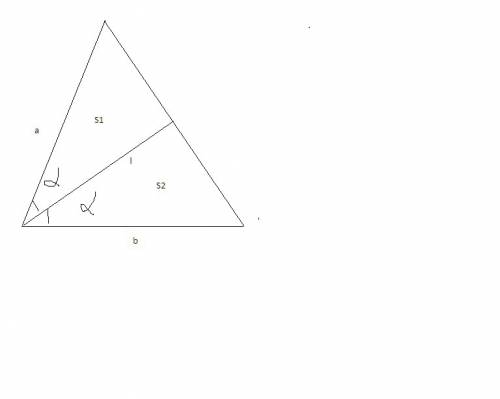 Найти угол треугольника, если известно, что стороны заключающие угол, равны а и б, а биссектриса угл