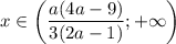 x \in \bigg (\dfrac{a(4a-9)}{3(2a - 1)}; + \infty \bigg)