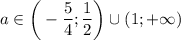 a \in \bigg(-\dfrac{5}{4}; \dfrac{1}{2} \bigg) \cup (1; +\infty )