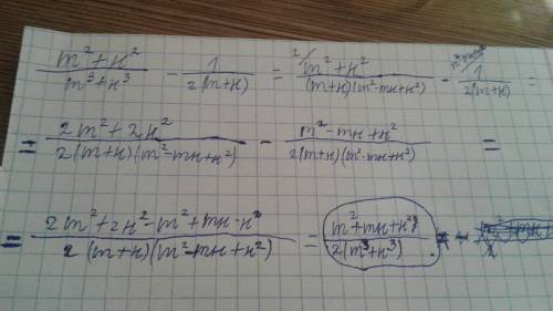 Выражение 1)m^2+n^2(числилитель)/m^3+n^3(знаменатель)-1(числитель)/2(m+n)(знаменатель)