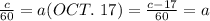 \frac{c}{60} =a (OCT. \ 17)= \frac{c-17}{60} =a