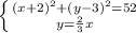 \left \{ {{(x+2)^2+(y-3)^2=52} \atop {y= \frac{2}{3} x}} \right.