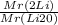 \frac{Mr(2Li)}{Mr(Li20)}