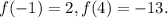 f(-1 ) = 2, f(4) = -13.