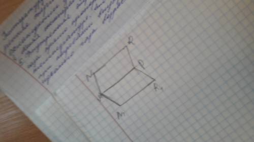 Начертить параллелаграмм mnrp. постройте фигуру, симметричную ему относительно прямой pm.