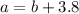 a=b+3.8