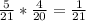 \frac{5}{21}* \frac{4}{20}= \frac{1}{21}