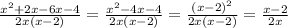 \frac { x^2+2x - 6x-4}{2x(x-2)} = \frac { x^2 - 4x-4}{2x(x-2)} = \frac { (x-2)^2}{2x(x-2)} = \frac { x - 2}{2x} &#10;&#10;&#10;&#10;