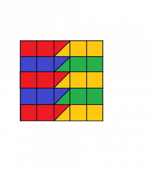 Разрежьте квадрат 5x5 на 10 одинаковых четырёхугольников не являющихся прямоугольниками