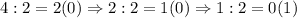 4:2=2(0) \Rightarrow 2:2=1(0) \Rightarrow 1:2=0(1)