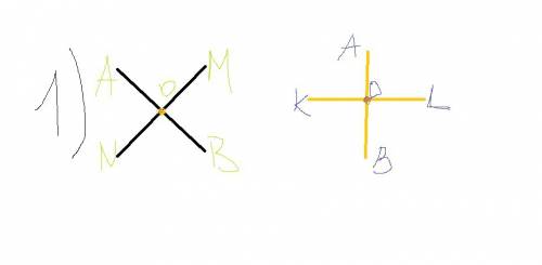Сделайте рисунки по описанию а) прямая ab пересекает прямую mn в точке d 2) прямая ab проходит через