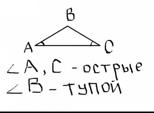 Начерти треугольник так чтоб два угла были у него острые а третий тупой