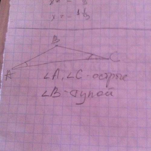Начерти треугольник так чтоб два угла были у него острые а третий тупой