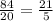 \frac{84}{20}= \frac{21}{5}